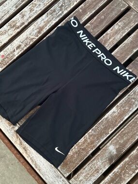 Nike Black Pro Compression Bike Shorts with White Logo